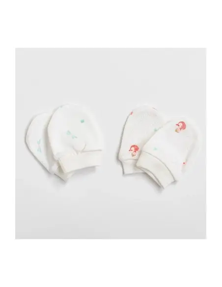 High-quality baby mittens 100% cotton, pack of 2, girl
