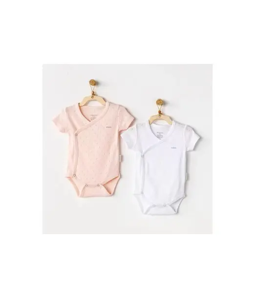 Lot 2 Body demi Manches 100% Coton Blanc / Rose Body - Maroc