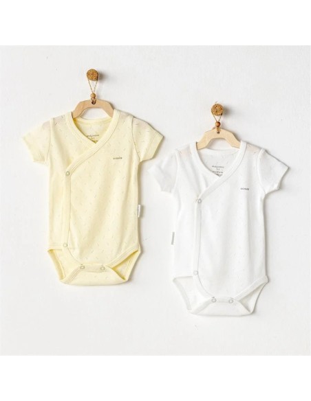 Lot 2 Body demi Manches 100% Coton Blanc / Jaune Body - Maroc