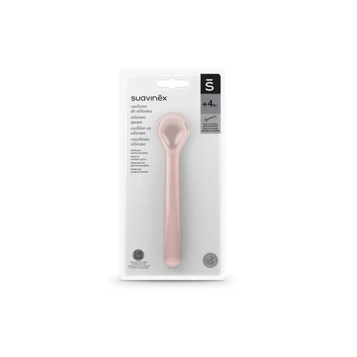 Suavinex Cuillère en silicone 4m+ Rose Vaisselle bébé -