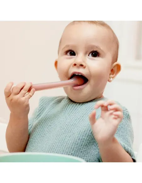 Suavinex Cuillère en silicone 4m+ Rose Vaisselle bébé -