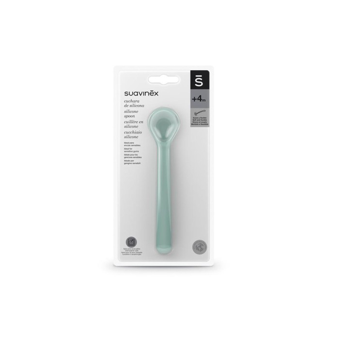 Suavinex Cuillère en silicone 4m+ Vert Vaisselle bébé -