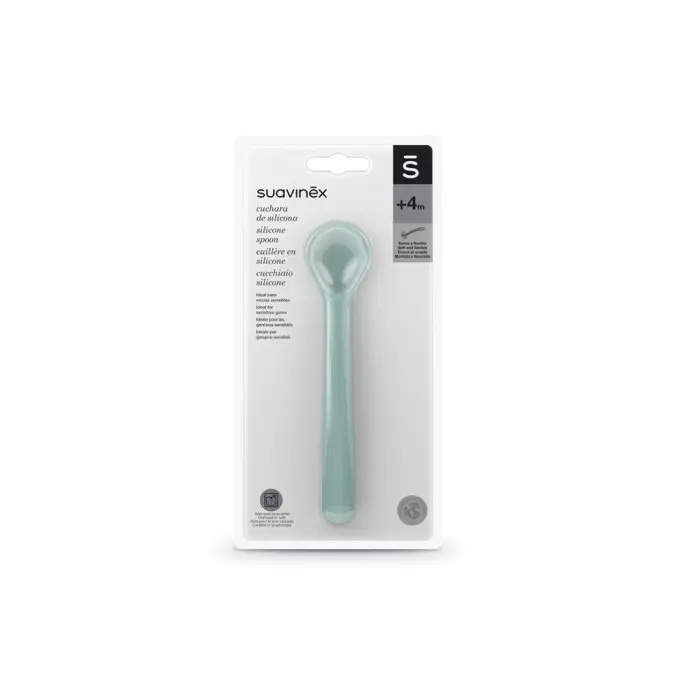 Suavinex Cuillère en silicone 4m+ Vert Vaisselle bébé -