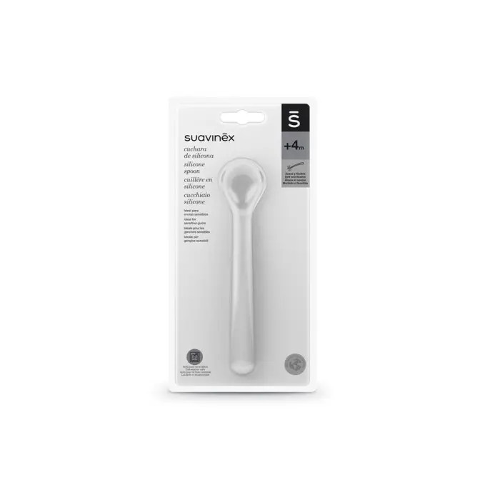 Suavinex Cuillère en silicone 4m+ Blanc Vaisselle bébé -
