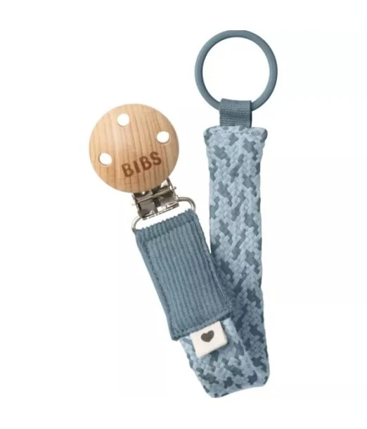 BIBS braided pacifier clip Petrol / Baby Blue