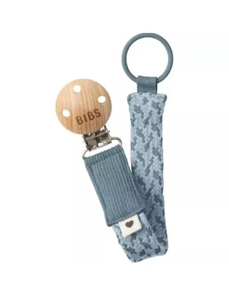 BIBS braided pacifier clip Petrol / Baby Blue