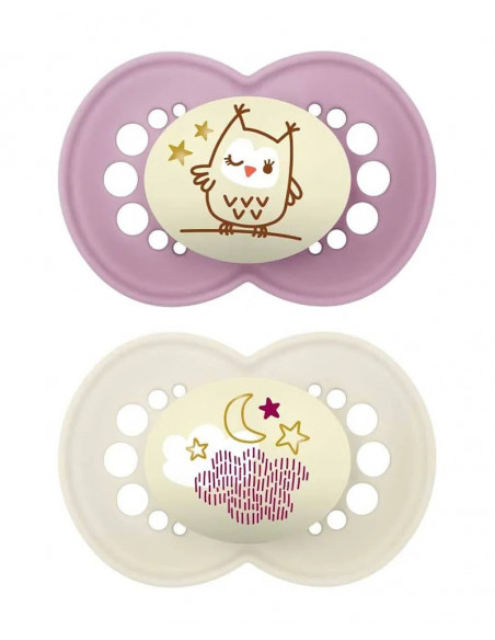 Sucette Mam night 6m+ Mauve/Blanc dans Sucettes chez Baby And Mom Maroc