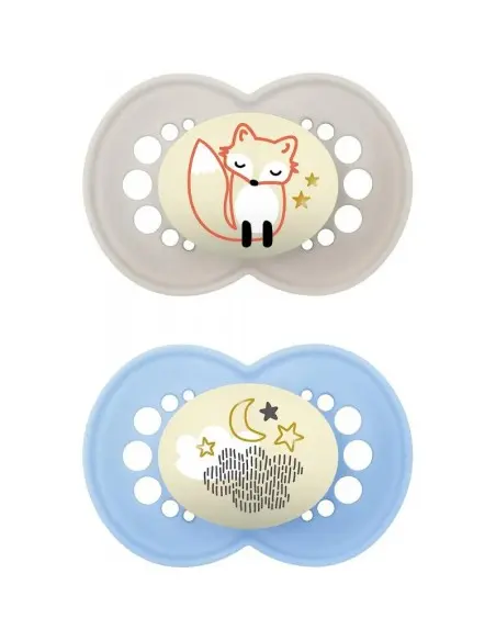 Sucette Mam night 6m+ Bleu/Gris Sucettes - Mam Maroc