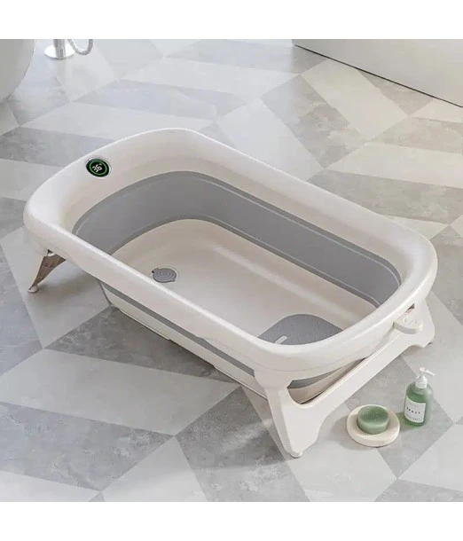 Compact foldable bath with integrated digital thermometer from 0 months