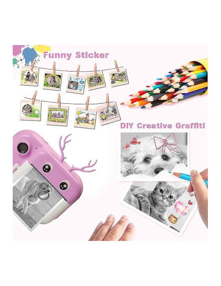 Appareil photo numérique pour enfants avec imprimante Print cam - Cerf Rose dans Jeux éducatifs chez Baby And Mom Maroc