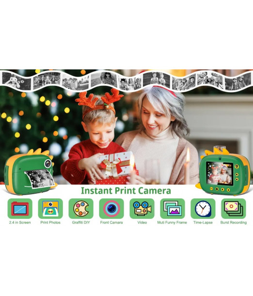 Appareil Photo Print Cam - Dinosaure Vert Jeux éducatifs - 2