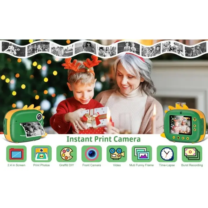 Appareil Photo Print Cam - Dinosaure Vert Jeux éducatifs - 