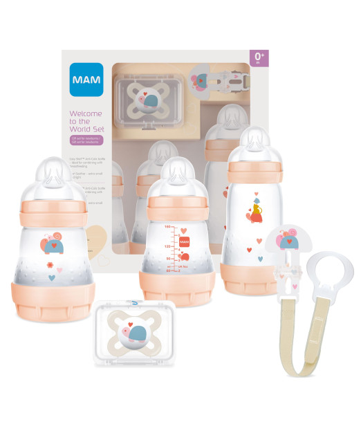 Mam Set cadeau "Welcome to the world" Pack de biberons & accessoires - Orange, Univers Bébé Puériculture Maroc