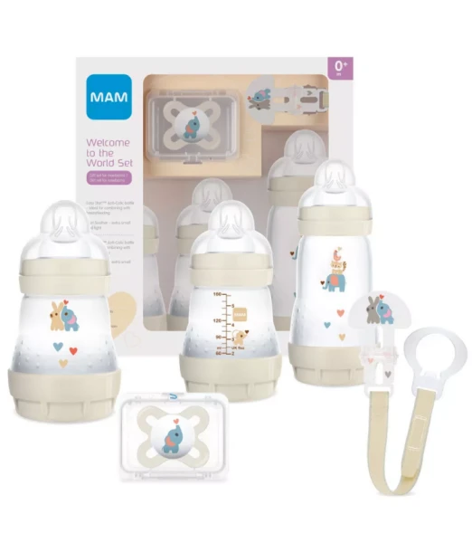 MAM gift set "Welcome to the world" pack of baby bottles & accessories - beige