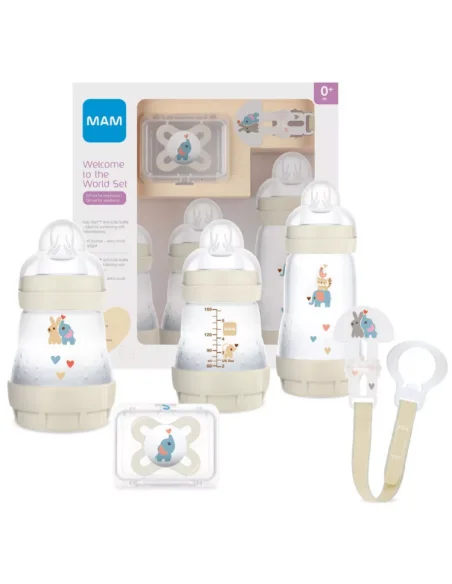 MAM gift set "Welcome to the world" pack of baby bottles & accessories - beige