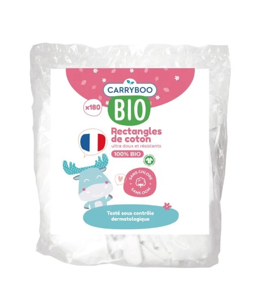 Carryboo rectangular organic cotton pads x180