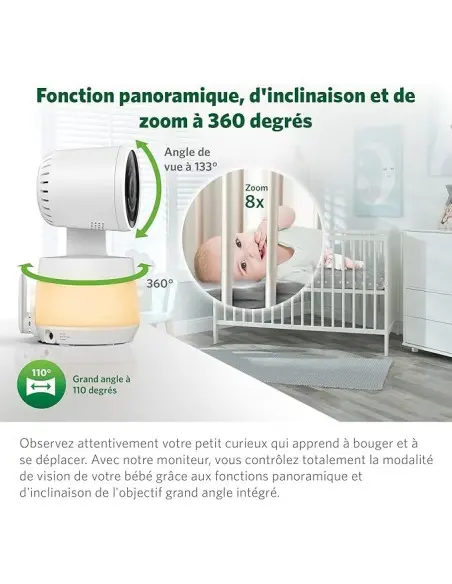 Video baby monitor with Wi-Fi 5" HD LCD 720p, 360° pan and tilt, 8x camera zoom — photo 5