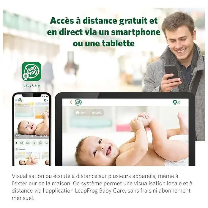 Babyphone Vidéo avec Wifi LCD HD 5" 720p Panoramique