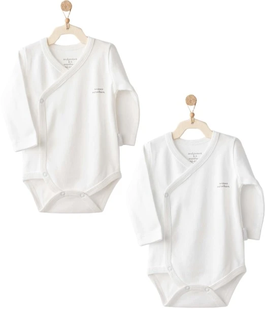 Pack of 2 long-sleeved bodysuits 100% cotton White/off-white