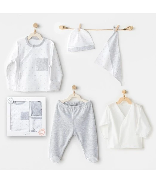 Newborn gift set 100% Cotton 5 Pieces - Grey