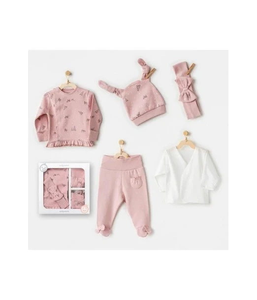 Newborn gift set 100% cotton 5 pieces - Snow