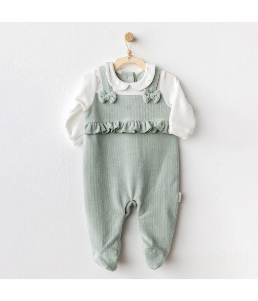 Tenue pour bébé en Velours Chic Couleur Verte | Confort et Élégance pour Bébé 0-3m