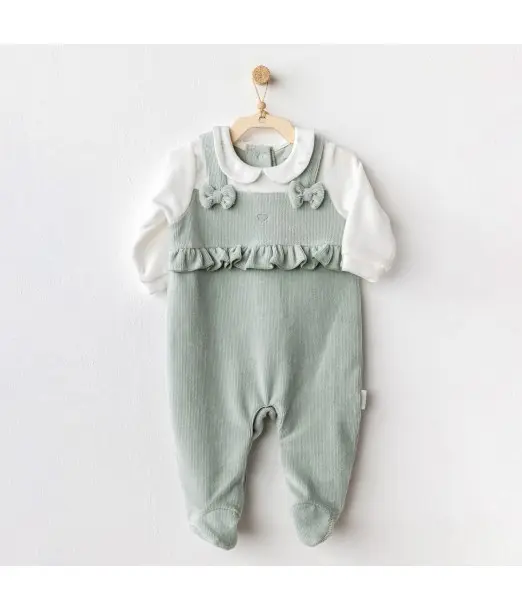 Tenue pour bébé en Velours Chic Couleur Verte | Confort et Élégance pour Bébé 0-3m