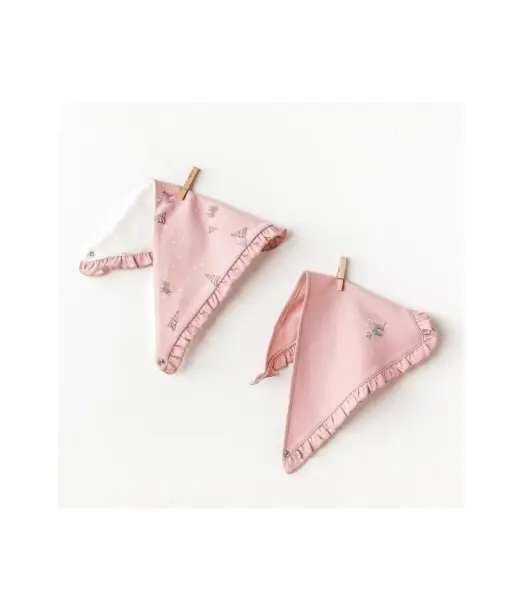 Bavoir pour bébé 100% coton 0m+ Rose Bonnet, Moufles, Chaussons