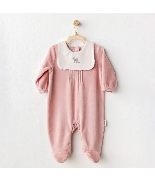 Chic velour sleepsuit pink colour | Comfort and elegance for baby