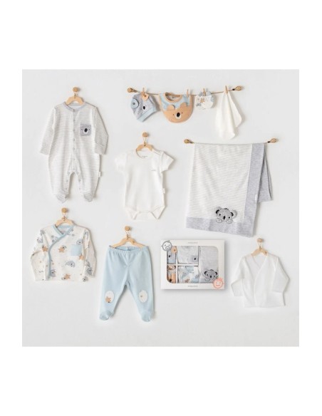 Coffret naissance 100% coton, contient 10 pièces pour