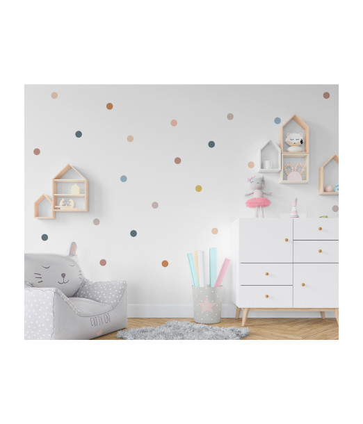 Sticker pour Chambre Bébé et Enfant - Pois Multicolores Déco