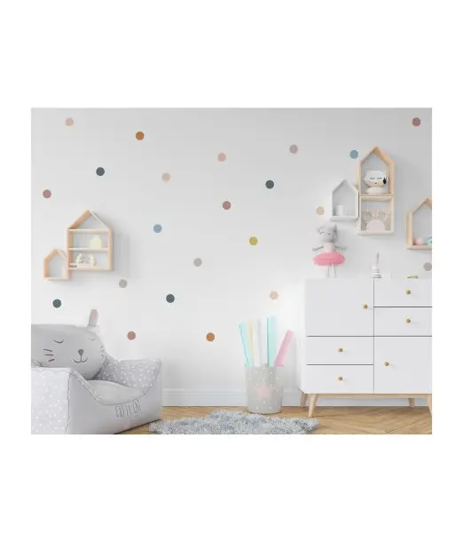 Sticker pour Chambre Bébé et Enfant - Pois Multicolores Déco