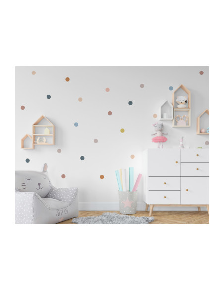 Sticker pour Chambre Bébé et Enfant - Pois Multicolores Déco