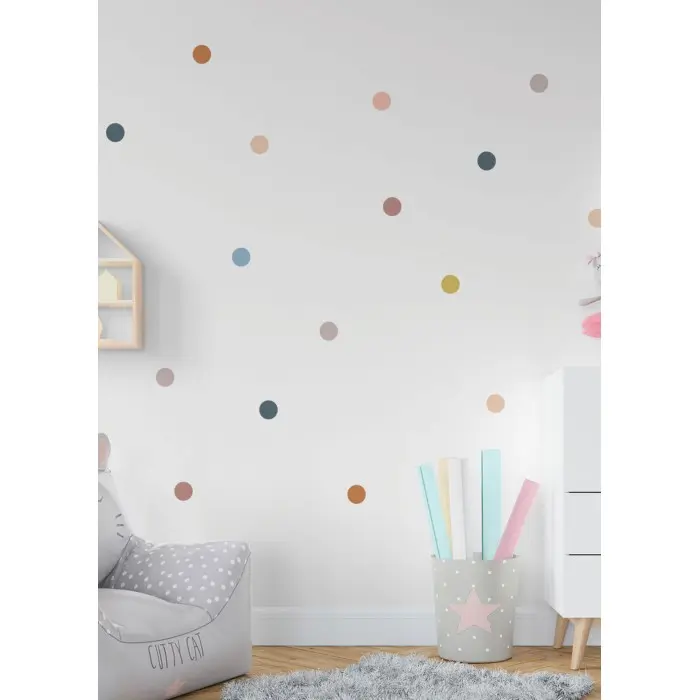 Sticker pour Chambre Bébé et Enfant - Pois Multicolores Déco