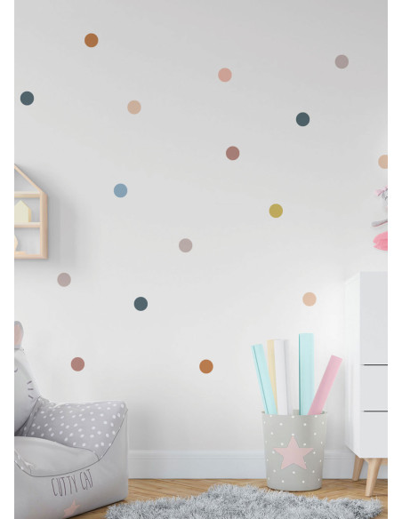 Sticker pour Chambre Bébé et Enfant - Pois Multicolores Déco