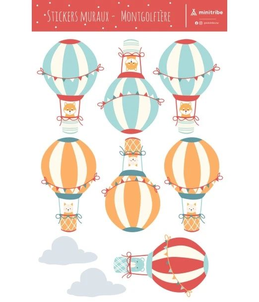 Sticker for baby and children's room - hot-air balloons 2