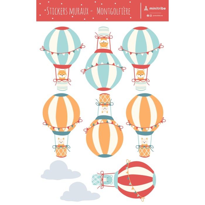 Sticker pour Chambre Bébé et Enfant - Montgolfières Déco