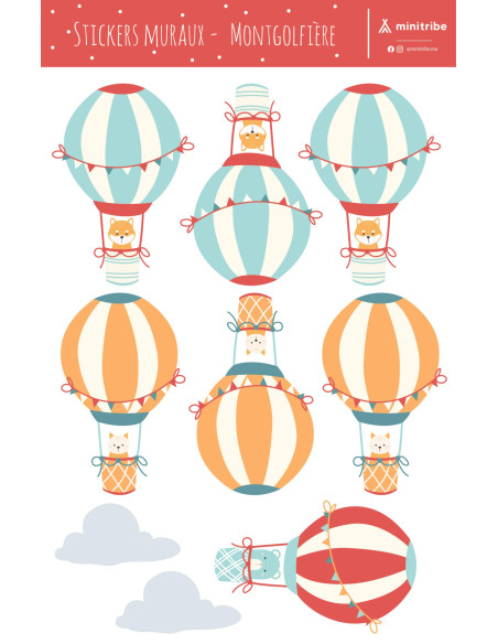 Sticker pour Chambre Bébé et Enfant - Montgolfières Déco
