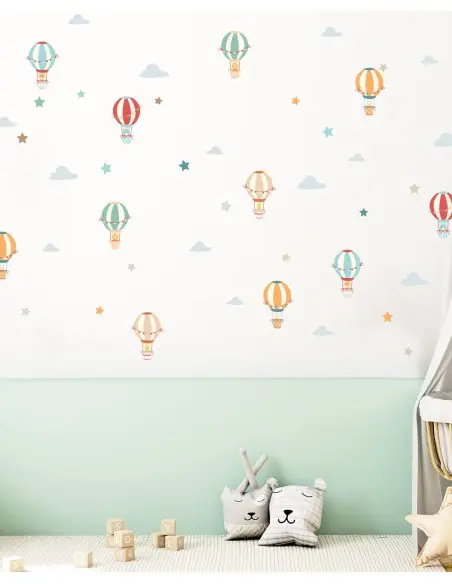 Sticker for baby and children's room - hot-air balloons