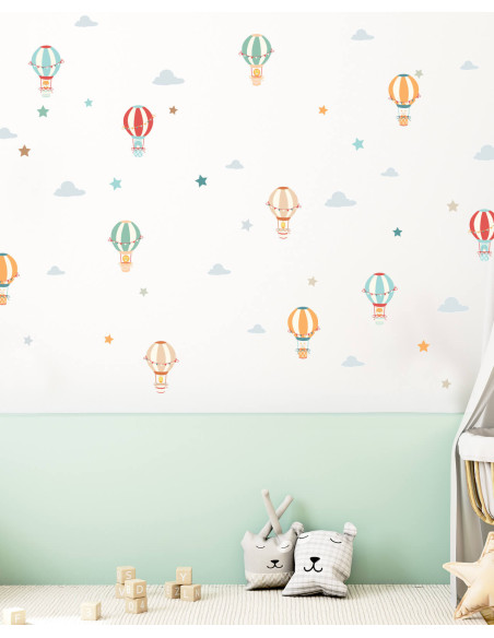 Sticker pour Chambre Bébé et Enfant - Montgolfières Déco