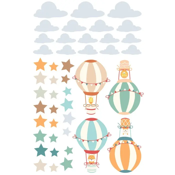 Sticker pour Chambre Bébé et Enfant - Montgolfières Déco