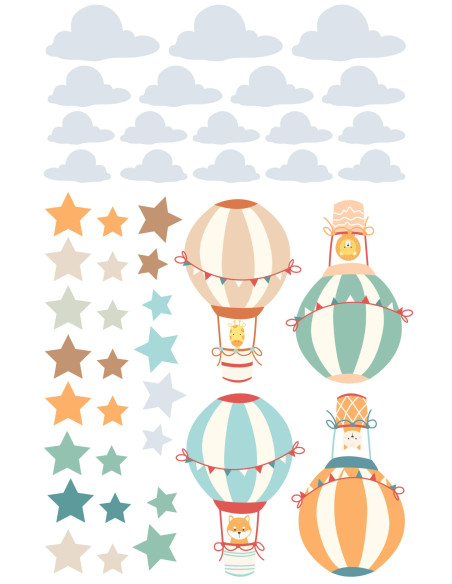 Sticker pour Chambre Bébé et Enfant - Montgolfières Déco