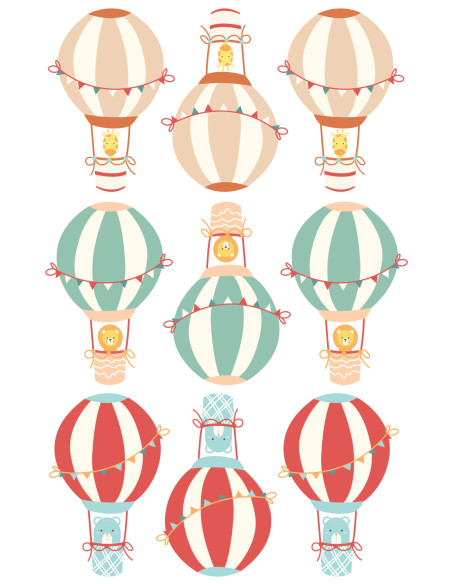 Sticker pour Chambre Bébé et Enfant - Montgolfières Déco