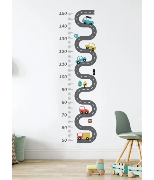 Growth chart sticker for baby and children's bedroom - Cars