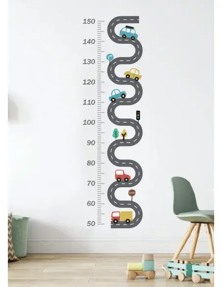 Growth chart sticker for baby and children's bedroom - Cars