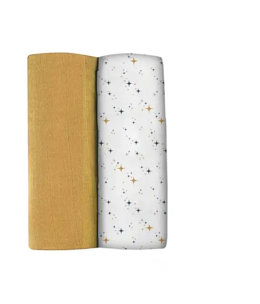 Béaba Lot De 2 Langes XXL En coton 120 X 120 cm - Jaune