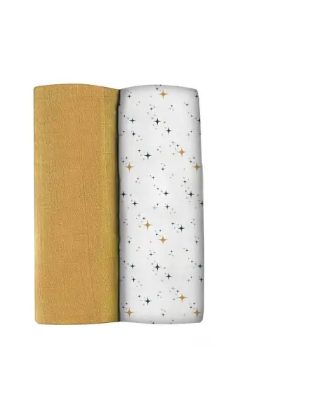 Béaba Lot De 2 Langes XXL En coton 120 X 120 cm - Jaune
