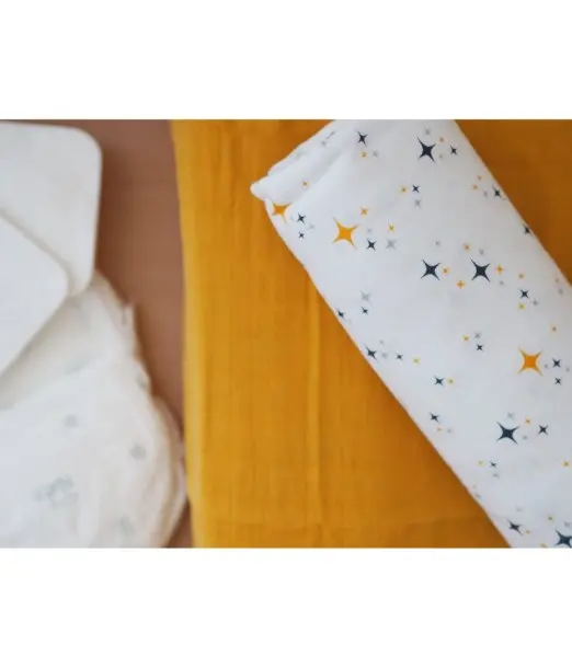 Béaba Lot De 2 Langes XXL En coton 120 X 120 cm - Jaune 2