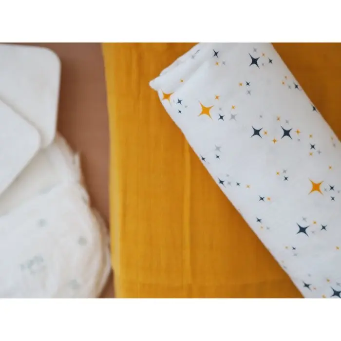 Béaba Lot De 2 Langes XXL En coton 120 X 120 cm - Jaune