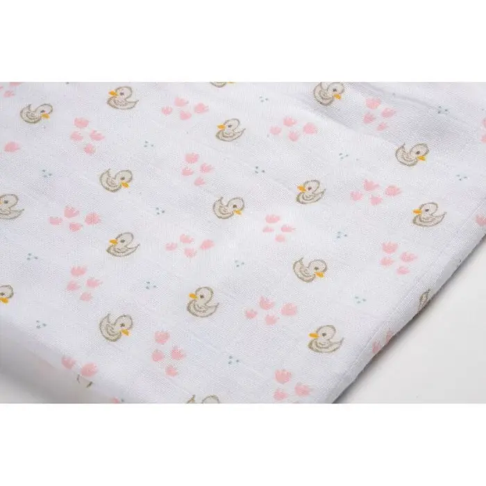 Béaba Lot de 3 langes en coton 70 x 70 cm - Cygne/Rose Univers
